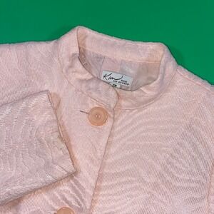 Kim Rogers Petite Blazer Jacket Pink Textured Woven Mandarin Collar Button Front